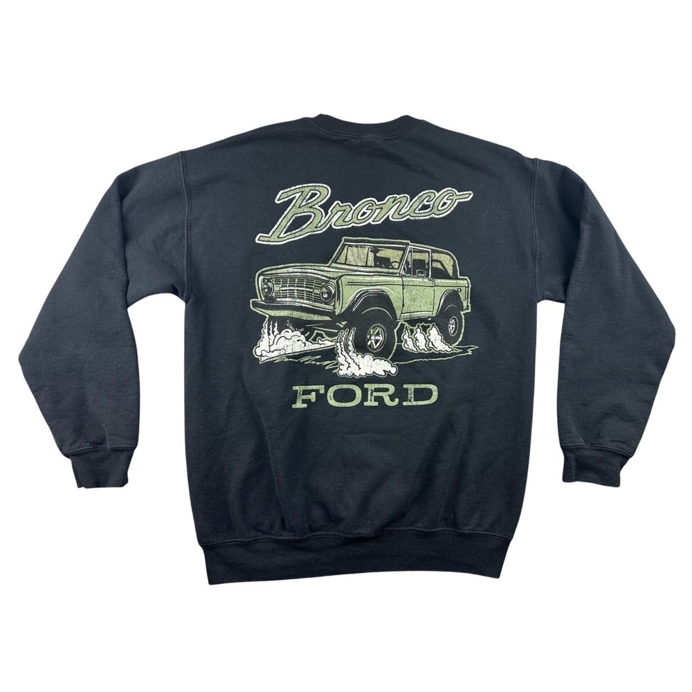 Ford Bronco Sweatshirt Men M Black Car Graphic Logo Print Crewneck Long Sleeve